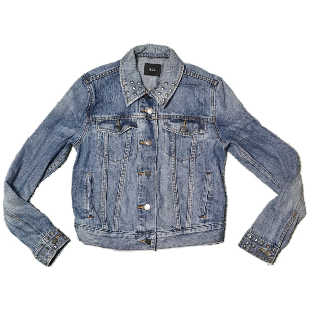 BDG Studded Denim Jacket Women S Blue Good Distressed‎ Trucker Urban Outfitters